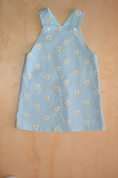 Pinafore Dress - Corduroy daisy blue