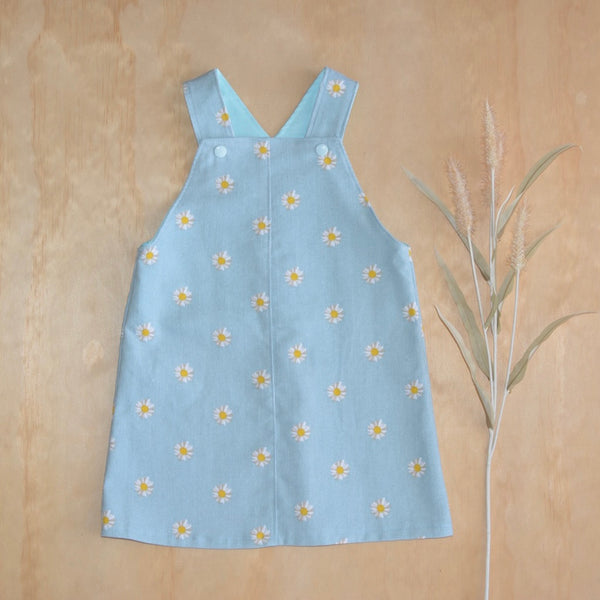 Pinafore Dress - Corduroy daisy blue