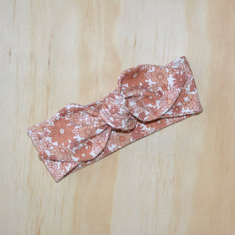 Top Knot Headband - Tan Florals