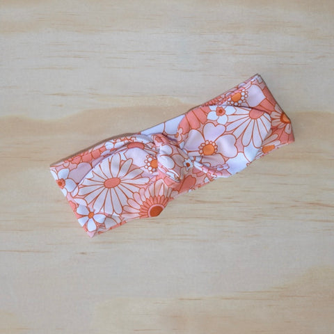 Top Knot Headband - Orange Florals