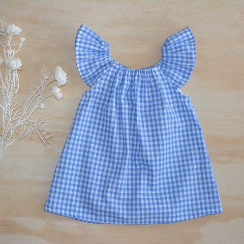 Flutter Top -   Gingham Blue