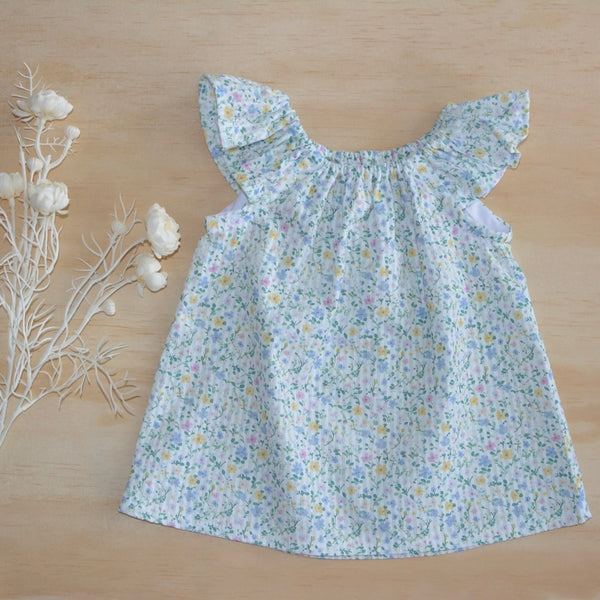 Flutter Top - Mini Blue Floral