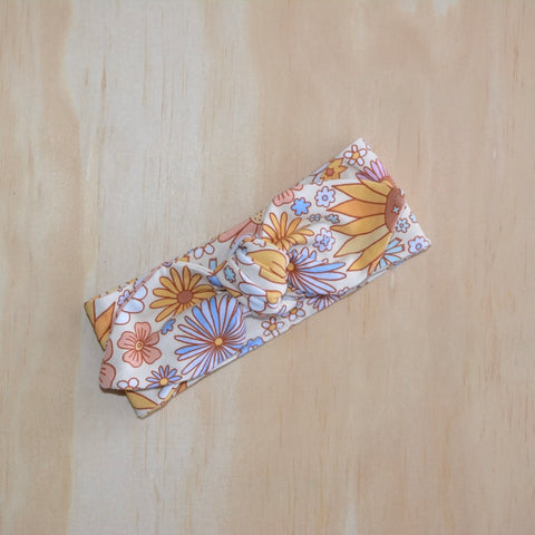 Top Knot Headband - Yellow  florals