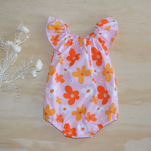 Romper - Bright Orange Florals