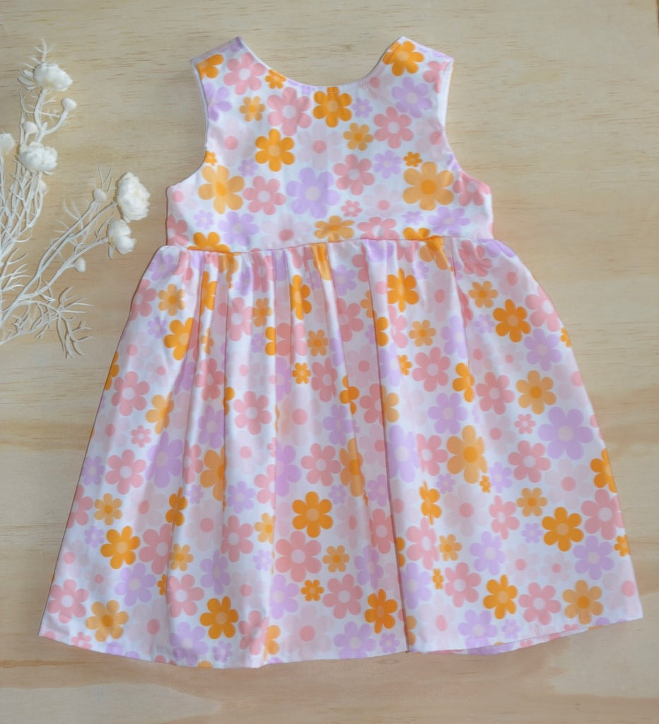 Tea Dress - Orange Bright Floral
