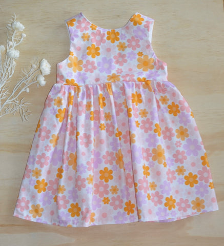 Tea Dress - Orange Bright Floral