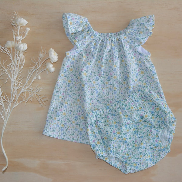 Flutter Top - Mini Blue Floral