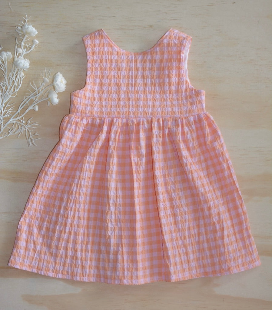 Tea Dress - Orange Seersucker Gingham