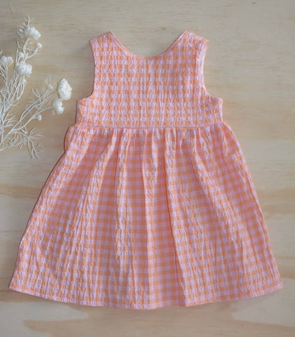 Tea Dress - Orange Seersucker Gingham